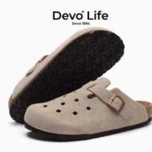 Devo Life 的沃 女款反绒牛皮软木凉拖鞋 多款新低89.1元包邮
