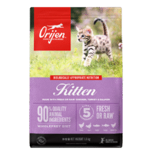 plus:Orijen渴望猫粮 幼猫干粮 全价通用低敏无谷高蛋白进口1.8kg174.65元（plus）