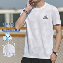冰丝短袖T恤男夏季薄款运动大码上衣2025新款男装圆领T潮牌唯品会特卖价44元