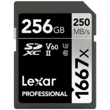 雷克沙（Lexar）256GB SD存储卡 U3 V60 4K数码相机内存卡 读250MB/s 写120MB/s 双排金手指（1667x Pro）