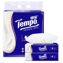 得宝（TEMPO）一博同款 乳霜纸 Lotion4层70抽*4包 保湿婴儿纸巾 抽纸27.9元 (券后省20,月销1w+)