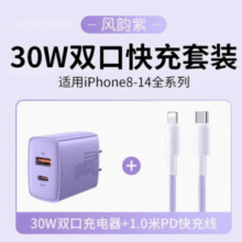 坦吉尼 30W双口氮化镓快充充电器+1.0米PD编织快充线 多色￥19.88 5.7折