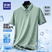 罗蒙 短袖t恤男polo领透气薄款2025夏季新款 青绿32.9元