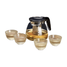 耐热泡茶壶绿把套装  黑把一壶四杯 1000ml4.99元（需领券）