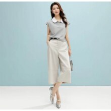 晚白 【100%棉减龄亲肤上衣】2025夏季新款简约透气翻领短袖女89元