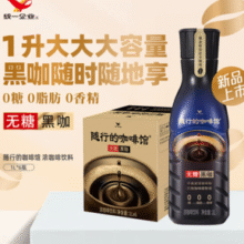 统一 随行的咖啡馆 无糖黑咖浓咖啡饮料 1升*6瓶