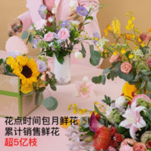 点亮一周好心情！花点时间 混合鲜花花束 包月共4束/1周发2束￥69.90