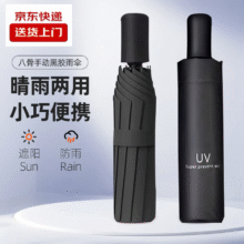 晴雨伞8骨手动UV折叠黑胶防晒防外线紫遮阳晴雨两用伞 【手动款8骨】藏青UV6元