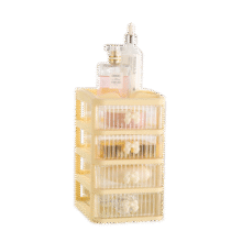12号0:00  多层透明收纳盒文具化妆品置物架桌面收纳美甲工具口红盒抽屉式 1套 12.8*16*22cm 4层 米黄色 1个2元