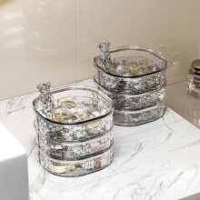 轻奢首饰盒耳钉戒指项链收纳饰品盒 水波纹旋转首饰盒(透明)51元 (券后省0.6)