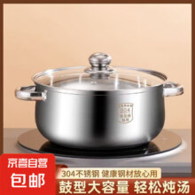 20点：24cm不锈钢汤锅煮汤锅面条锅家用多用途锅电磁炉通用 银色 24cm 3L 24cm15.99元（买一送一，合8元/件）