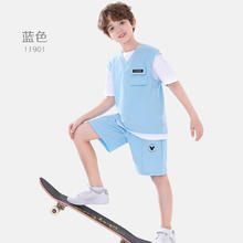 迪士尼 男童套装春夏薄款儿童纯棉运动服大童清凉短袖短裤两件套 TD2DT008元气蓝 14024.9元