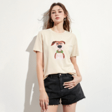 ~149两件~Basic House/百家好 趣味动物小狗系列100%棉短袖T恤女119元（合59.5元/件）