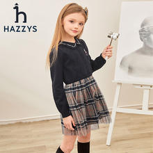 HAZZYS 童装女童上衣春中大童红品翻领优雅经典时尚裙式上衣 藏蓝 160券后164元