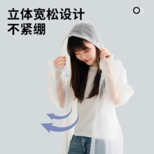 微信小程序：非一次性雨衣便携成人款加厚eva户外旅游防暴雨长款时尚雨衣 均码【白色5件】10.9元（需领券）