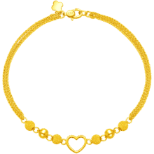 28日20点：CHOW TAI FOOK 周大福 心形爱心黄金 双层手链 17.5cm 5.15g4480元包邮（需用券）