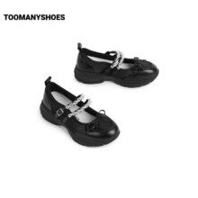 TOOMANYSHOES女鞋2025新款泡泡糖厚底芭蕾舞鞋银色复古玛丽珍单鞋 黑色 38208元（需领券）