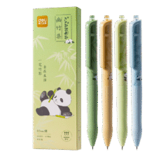 PLUS会员：得力 熊猫竹影系列 按动中性笔  0.5mm 黑色 4支/盒3.82元包邮（需凑单）