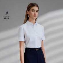 plus：G2000棉质亲肤/商场同款2025春夏商务通勤女士短袖衬衫 白色177.21元（plus）