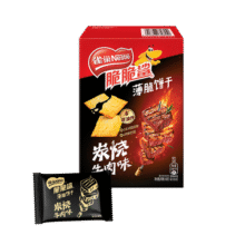 雀巢（Nestle）脆脆鲨【虞书欣推荐】薄脆饼干炭烧牛肉味80g 休闲零食 早餐代餐7.9元 (满2件9折,券后省0.9,月销1w+)