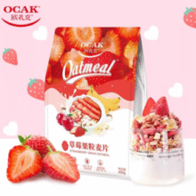 能量早餐！欧扎克 草莓风味果粒谷物麦片400g￥14.90
