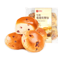 良品铺子 牛奶蔓越莓餐包260g5.45元包邮（需试用）