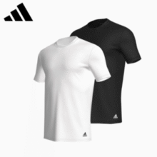 可打底可外穿！￥64.5/件！adidas 阿迪达斯 男士宽松纯棉家居短袖T恤2件装 4A1M04￥129.00 3.8折