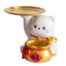艺上美乔迁之喜搬家礼物招财猫玄关装饰客厅桌面摆件放钥匙置物架工艺品 招财猫双收纳+置物架34.95元（需领券）