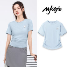 20点：MJ STYLE 女士抽褶正肩紧身短T 2025夏季新款17.95元