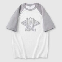 Gap男女装夏季款撞色插肩袖logo圆领短袖T恤宽松上衣46317455元