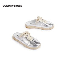 TOOMANYSHOES女鞋2025新款早八搭子休闲编织平底银色包头拖鞋外穿 银色 37200.5元（需领券）