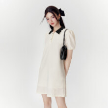 29号10点：对白 夏装甜美少女风气质polo领泡泡袖纯色连衣裙169元（有首单礼金，超V会员价格更低）