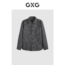 GXG 男装 黑灰千鸟格翻领夹克 GEX12135144 黑灰千鸟格 180/XL券后82.99元