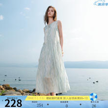 3COLOUR 2025夏季莱赛尔连衣裙圆领系带背心裙宽松长裙M 冰川蓝花卉 S 155/80A228元