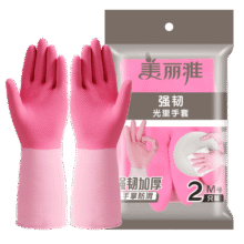 美丽雅 家务手套 中号 乳胶、防水防滑、加长加厚17.79元（合5.93元/件）