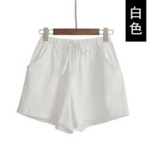 诗莉奥（SHILIAO）棉麻短裤女潮阔腿裤运动短裤家居休闲裤 白色 L （105-120斤）19.9元 (券后省30)