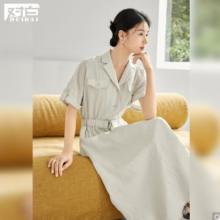 对白 莱赛尔西装领 女式短袖连衣裙189元 包邮（超V价更低）