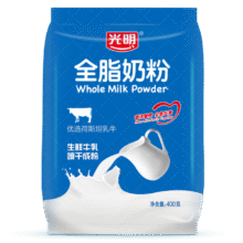 光明 全脂奶粉 400克 *2件45.72元（需领券，合22.86元/件，可低至19.31元）