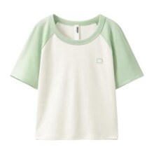 蕉内非常服301Go女拼色t恤正肩辣妹短款棉感修身上衣打底衫短袖夏49.2元 (券后省54)