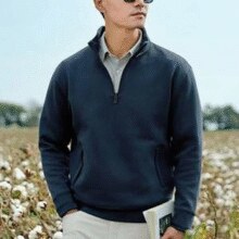 蓄热保暖！十如仕 男士暖燚绒空气棉半拉链保暖卫衣LS07￥158.00 4.0折