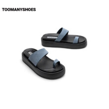 TOOMANYSHOES拖鞋夏季新款清凉海水夹脚一字拖厚底凉拖女外穿 蓝色 36