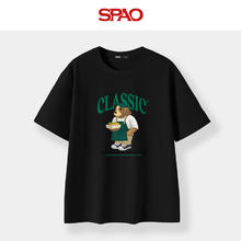 SPAO 纯棉短袖T恤 黑#品尝热狗24.5元（需买2件，需用券）