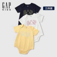 Gap 盖璞 2025新款宝宝纯棉小熊短袖连体衣 687137 3件装89元包邮
