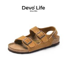 的沃 Devo 反绒牛皮软木凉鞋 男女同款146.2元