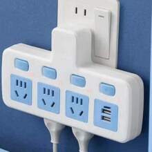 多功能插座多孔插头转换器 独立开关 蓝色【一转四+USB】2500W5.2元（需领券）