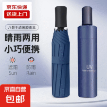 手动UV折叠黑胶雨伞 防晒防外线 手动款8骨 藏青UV5.01元（需领券）