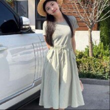 森马 拼接假两件 夏季松紧腰连衣裙58元