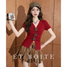 Et Boite法文箱子 立体玫瑰花V领韩版针织衫48元（需新客礼金）