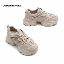 TOOMANYSHOES[明星同款]女鞋泡沫云休闲运动小白鞋厚底增高老爹鞋 浅卡其 35159元（需领券）
