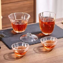 梅花玻璃茶具 盖碗+公道杯+2只品茗杯 4件4.99元（需领券）